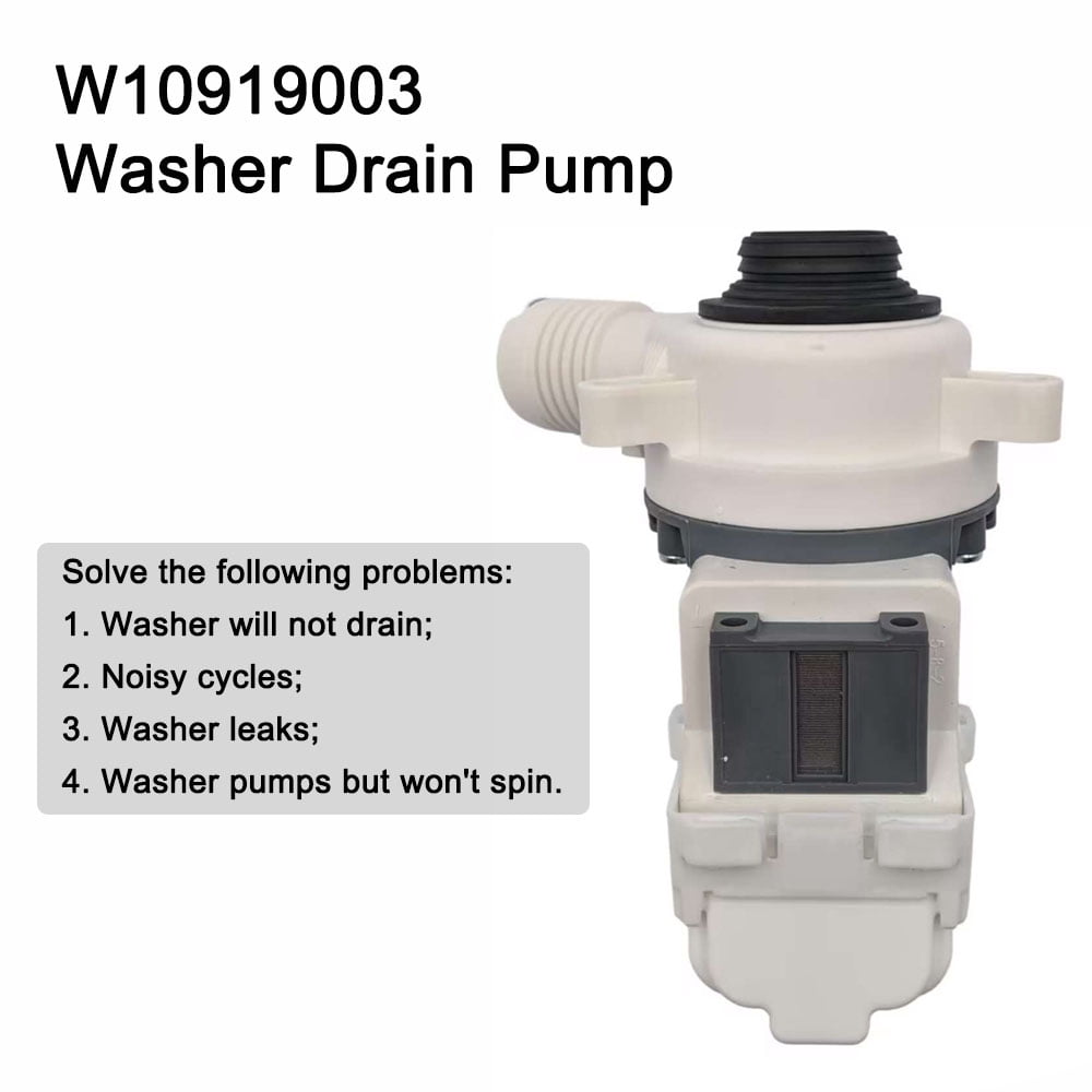 TOP-MAX W10919003 Washing Machine Drain Pump, fit for Kenmore Whirlpool & Maytag, Replace W10775446, B25-3A04, 4461359, AP6038235, EAP11