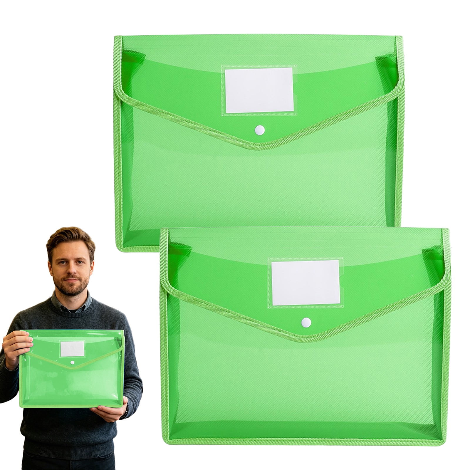 Plastic Envelopes with Snap Closure Plastic Envelopes for Documents Waterproof Folder Take Home Folders Binder Folders Decorative File Folders Colored File Folders Accordion Folders 2Pcs