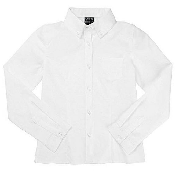 French Toast Long Sleeve Oxford Blouse With Darts Girls White 10