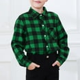thumbnail image 4 of dazeni Big Boys Plaid Shirt Long Sleeve Flannel Shirt with Chest Pocket Kids Loose Casual Button Down Shirts Fashion Fall Clothes, 4 of 9