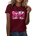 thumbnail image 1 of Gibobby Casual Playera de Manga Corta para Mujer Camiseta manga corta con estampado copa cinta concientización sobre el cáncer mama para mujer(Vino,G), 1 of 4