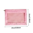 thumbnail image 3 of Hvmvliv 3 Rings Pencil Case with Zipper, Pencil Pouch with Clear Window 2 Pack for Office Classroom Supplies Pink, 3 of 9