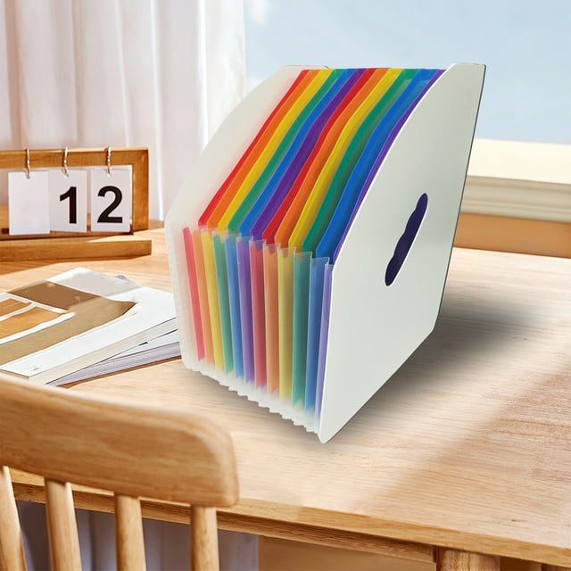 Fiudx Bolsa de Acordeón A4, Organizador de 13 Compartimentos, Plástico Resistente, Asa Ergonómica, Clasificación Eficiente de Archivos, Diseño Resistente Al Agua, Ideal para Oficina y Hogar, 35 X 30,