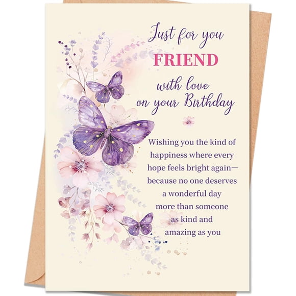 Tarjeta de cumpleaños uugtcard Friend con mariposas y ilustraciones florales