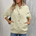 thumbnail image 2 of XUNKUSGA Bomber Jacket Women Fashion Corduroy Jackets for WomenCasual Button Down Lightweight Sweatshirt Women Solid Color Loose Long Sleeve Women Jackets S-2XL Brown, 2 of 9