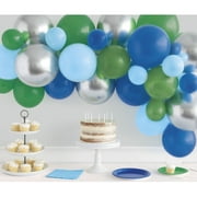 Way to Celebrate! Latex Birthday Balloon Arch Kit, Blue, Green, & Silver, 26pcs