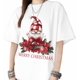 thumbnail image 1 of Camisetas para mujer, Feliz Navidad, Papá Noel, gnomo, manga corta, camisetas holgadas, camisetas casuales de algodón, 1 of 8