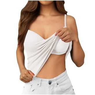Emmalise Women's Built-in Bra Camisole Tank Top - 3 Pack (Green, Teal, Mustard, White) Medium