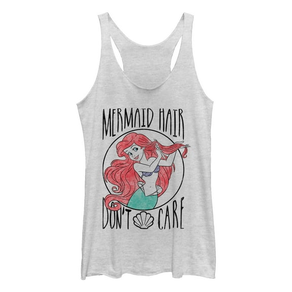 Women's The Little Mermaid Ariel Hair Don't Care Racerback Tank Top White Heather Large