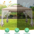 thumbnail image 4 of COBIZI Pop-up Gazebo, 10' x 13' Outdoor Steel Double Roof Canopy, Metal Frame Pavilion with Mosquito Netting, Sunshade for Garden, Patio, Lawns, Khaki, 4 of 6