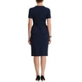 thumbnail image 3 of INSPIRE CHIC Women's Crew Neck Peplum Contrast Trim Short Sleeve Wear-to-Work Bodycon Sheath Dress XS Dark Blue, 3 of 6