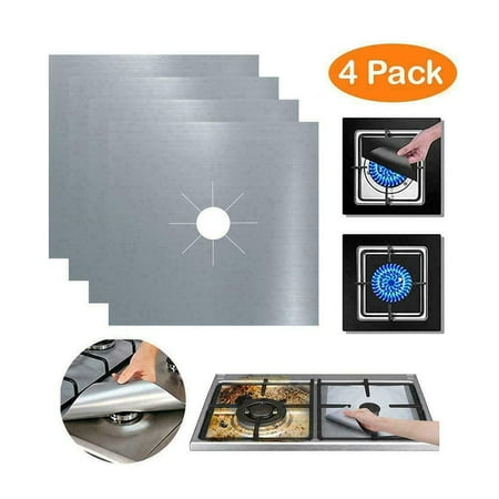 

4-piece Teflon Gas Stove Protection Pads Anti-pollution And Oil-proof Pads Cleaning Pad Gas Stov Protective Liner Lining Silver