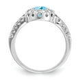 thumbnail image 2 of Solid 14k White Gold 5mm Blue Topaz Diamond Engagement Ring Size 6.5 (.36 cttw.), 2 of 6