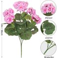 thumbnail image 2 of 3 Pcs 14'' Artificial Geranium Silk Flower Outdoor UV Resistant Garden Plants Bush Faux Flowers for Home Wedding Kitchen Table Centerpieces Decor(Purple Pink), 2 of 7