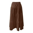 thumbnail image 5 of FAOWME Women's Skirt Drawstring Elastic Waist Solid Color Comfortable Fashion Loose A Line Skirts For Casual Daily Wear,Coffee,M, 5 of 6