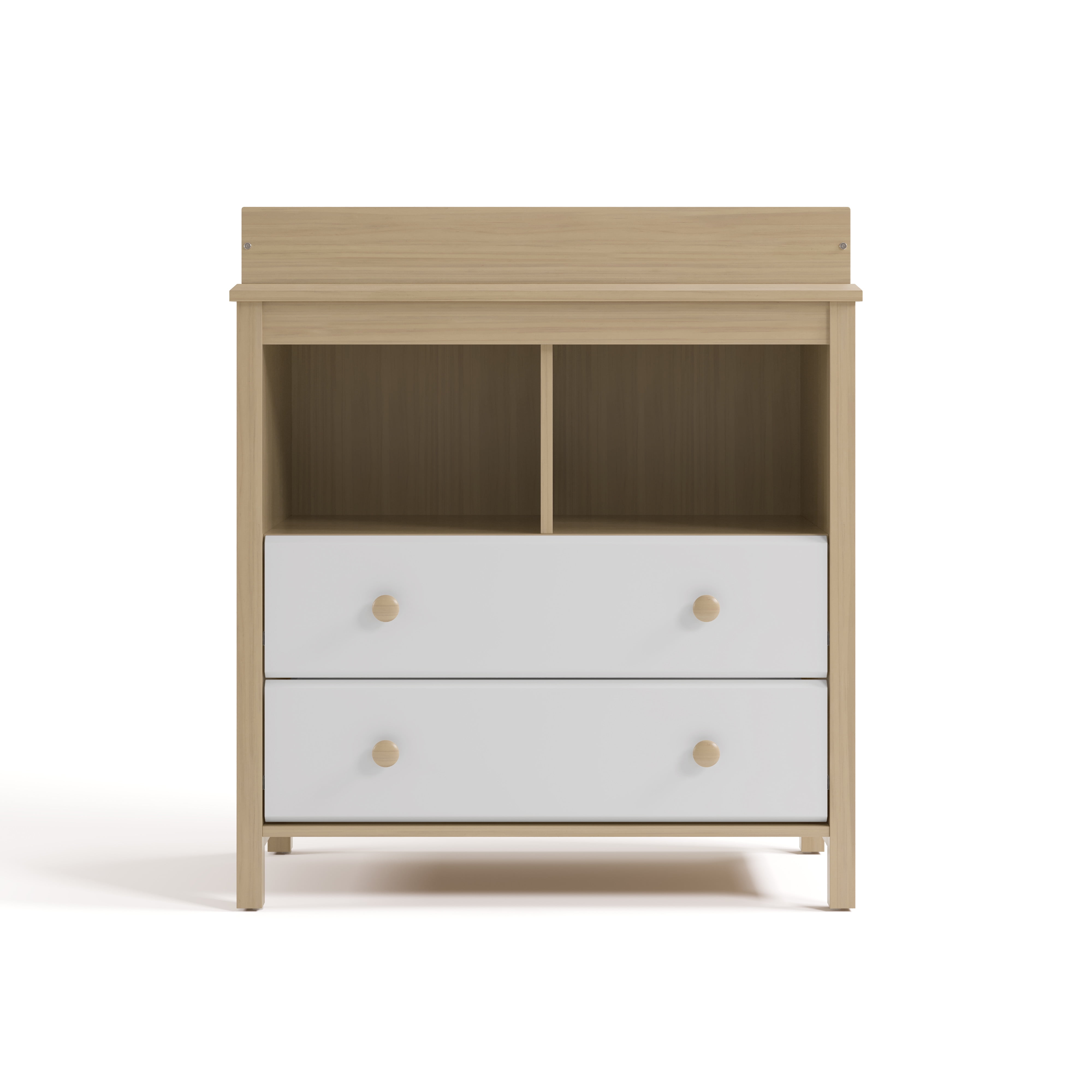 Storkcraft Alpine 2-Drawer Infant Changing Table Dresser, Driftwood with White