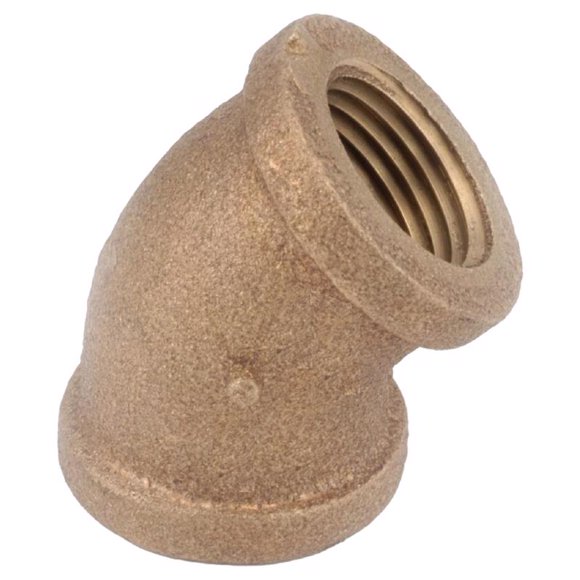 Elbow Anderson Metals, latón 45°, 3/8 pulgadas FIP x 3/8 pulgadas FIP