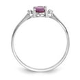 thumbnail image 2 of 14K White Gold Ring Band with Stones (06) June Garnet (Rhodolite) Oval Red Diamond Round, Size 8, 2 of 5