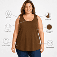 thumbnail image 2 of Afelkas Women's Plus Size Tank Tops Scoop Neck Sleeveless Stretch Tunic Shirts Wide Strap Basic Casual Undershirt for Everyday Wear Brown,L, 2 of 7