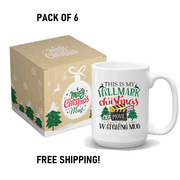 Christmas Coffee Mug (11 Oz) - THIS IS MY HALLMARK CHRISTMAS MOVIE WATCHING MUG - Perfect Gifts for Family, Friends, Coworkers [Pack of 6]