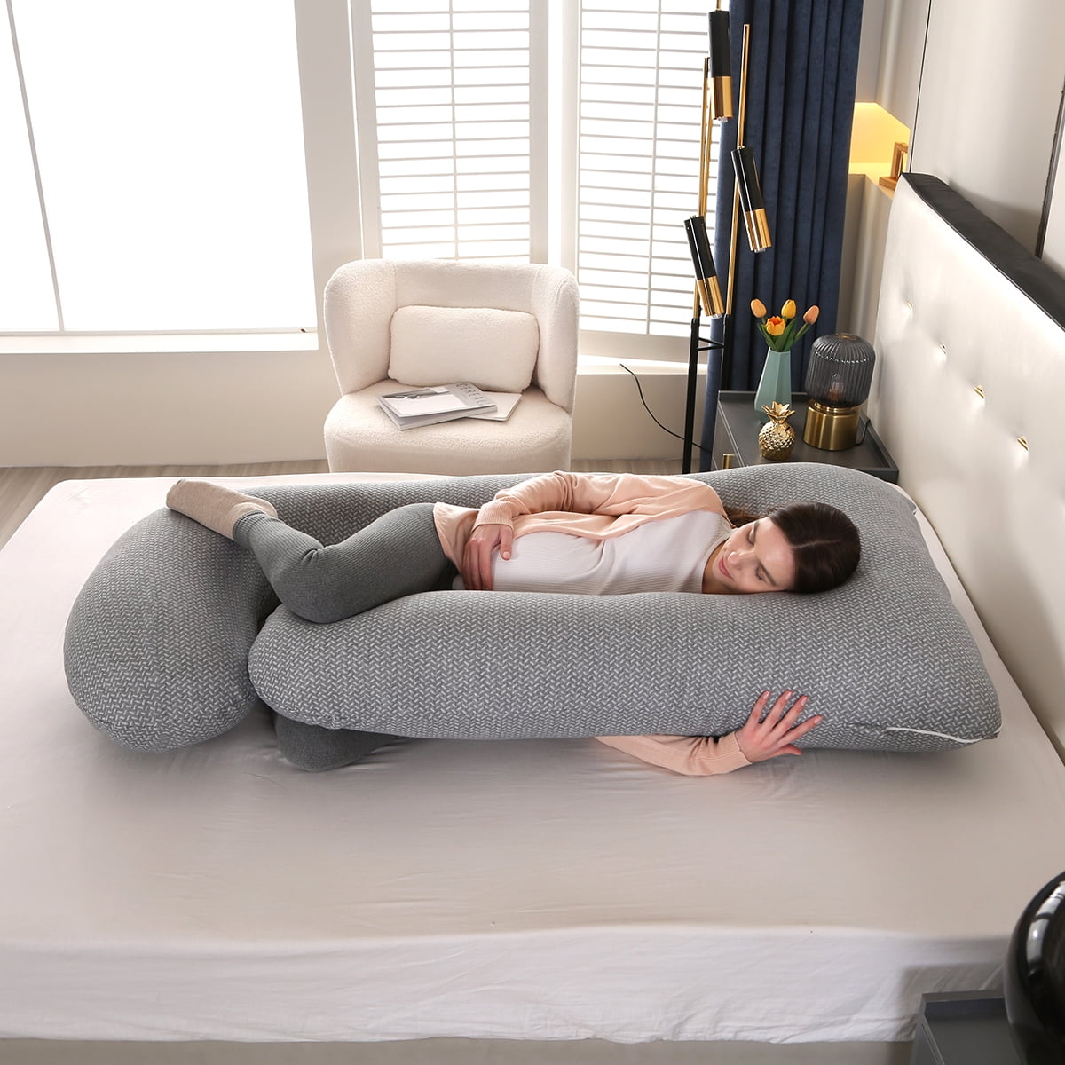Eurhowing Large Body Pillow, Breathable Full Body Pillow for Side Sleeper, Soft Long Bed Pillow with Removable Cover for Adults, 27×57", Dark Gray