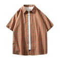 thumbnail image 1 of Birdeem Chemise Cardigan à Manches Courtes à Boutons Imprimé à Carreaux pour Hommes, 1 of 10