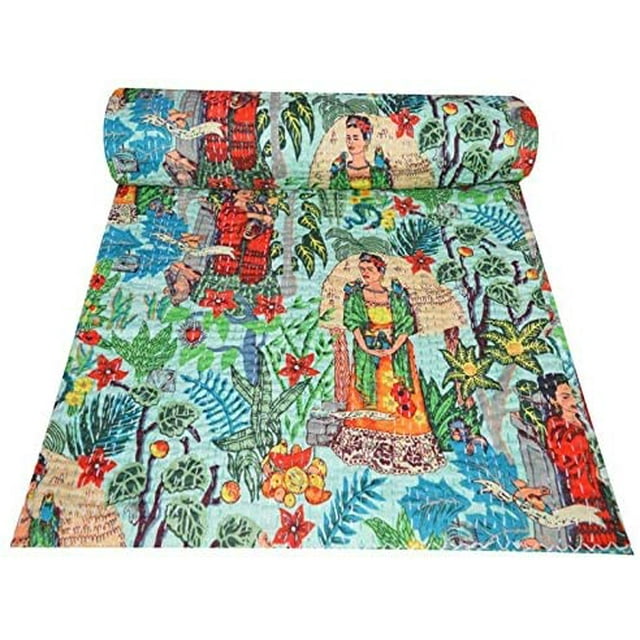 Indian Handmade Cotton Twin Size Kantha Quilt