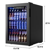 Simzlife 100 Can Beverage Refrigerator and Cooler with Glass Door for Home, 18.8 in D, 25 in H, Black