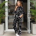thumbnail image 3 of Xixirimido Music Notes Black Print Women's Sweatsuits 2 Piece Outfit Fall Fashion Airport Lounge Sets Long Sleeve Sweatshirt Wide Leg Sweatpants Plus Size Tracksuit, X-Large, 3 of 7