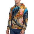 thumbnail image 3 of Naloa Bluebird Blossom Elegance Men's Casual Hooded Collar Drawstring Hoodies Pullover Sweatshirts Casual Long Sleeve Shirts-3X-Large, 3 of 7