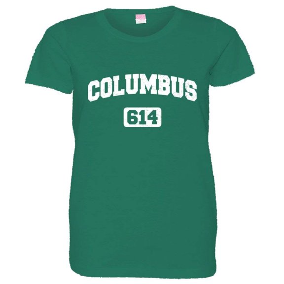 PleaseMeTees™ Womens Columbus 614 CBUS Area Code Distressed HQ Tee