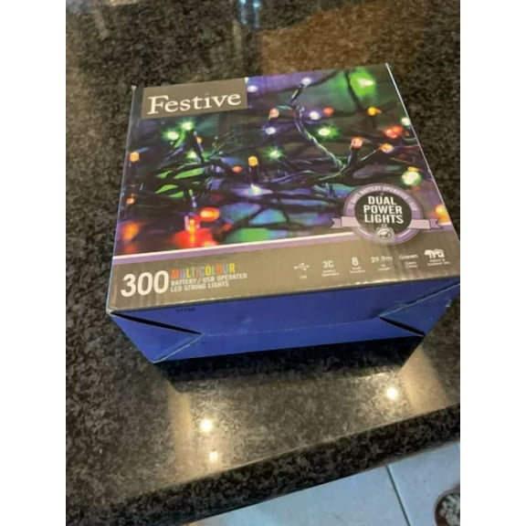 Festive Dual Power Led String Lights 300 Multi-Color Cord Battery/Usb