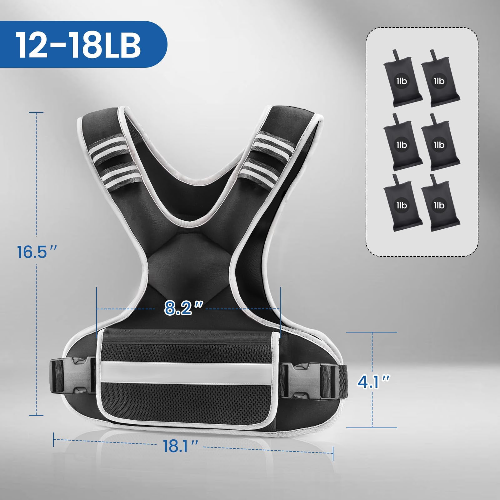 Weighted Vest Black 12-18lb for Walking Running Crossfit Strength Training