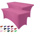 thumbnail image 1 of 2 Pack 8FT Table Cloth for Rectangle Table Hot Pink Tablecloth Rectangular Fitted Stretch Spandex Table Covers 8 ft for Birthday, Cocktail, Wedding, Banquet Spring Summer Outdoor Party, 1 of 7