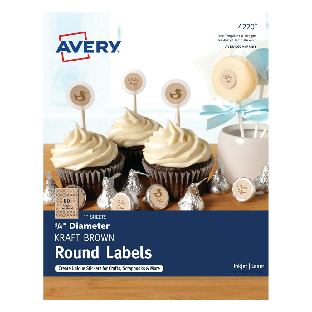 Avery Round Labels, Print to the Edge, Kraft Brown, 3/4" Diameter, Pack ...
