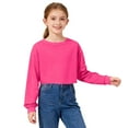 thumbnail image 3 of Cethrio Girls Cotton Sweatshirts, Pullover Crew Neck Athletic Casual Long Sleeve Tops Hot Pink Size 7-8 T, 3 of 8