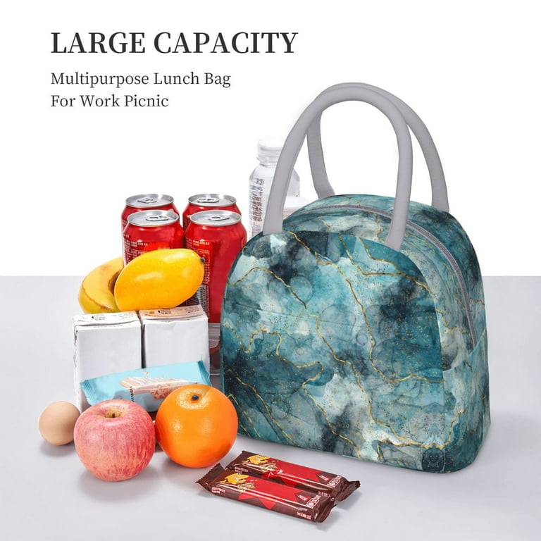 XMXT Lunch Bag Women, Marble Abstract Print Large Lunchbox Insulated Lunch  Box for Work School, Blue 