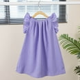thumbnail image 3 of FAOWME Toddler Girls Fly Sleeve Solid Color Dress Dance Party Dresses Sundress Purple 3-4 Years, 3 of 3