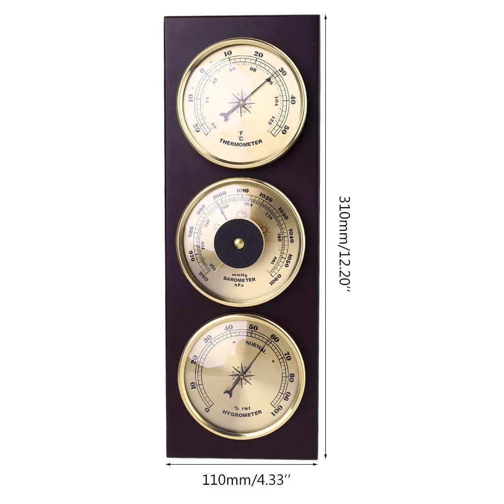 CHANCELAND Weather Station Set with Wooden Frame Base, 3 Pieces