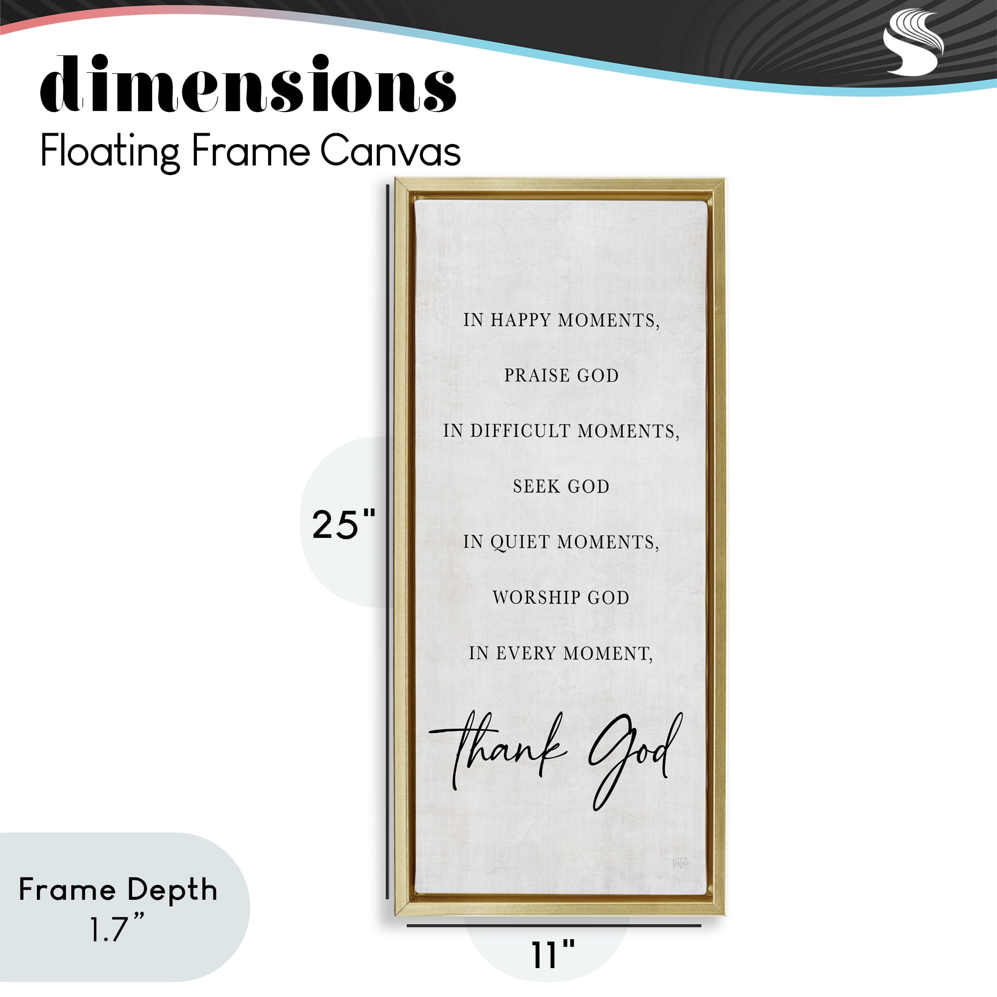 Stupell Industries Every Moment Thank God Gold Framed Floater Canvas Wall Art, design by Natalie Carpentieri