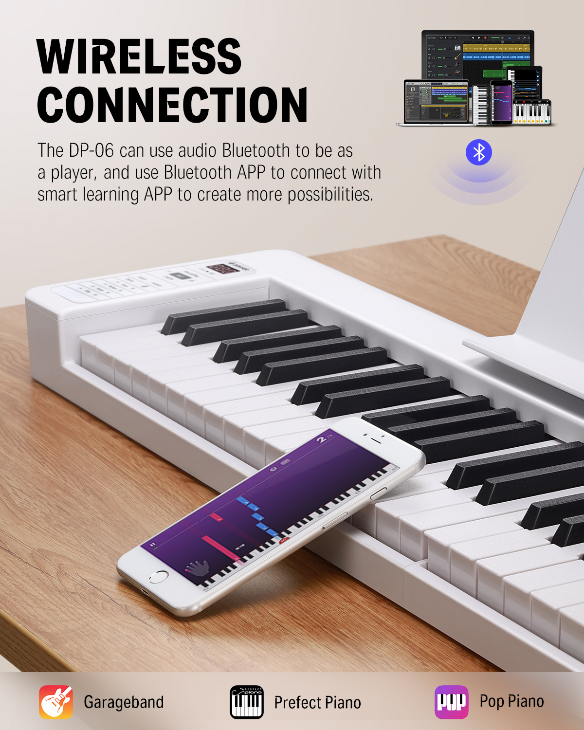 Donner DP-06 61-Key Folding Bluetooth Keyboard Piano photo 5