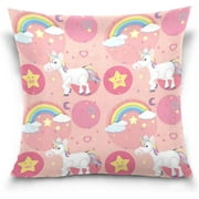 Wellsay Cute Unicorn Rainbow Velvet Oblong Lumbar Plush Throw Pillow Cover/Shams Cushion Case - 16" x 16" - Decorative Invisible Zipper Design for Couch Sofa Pillowcase Only