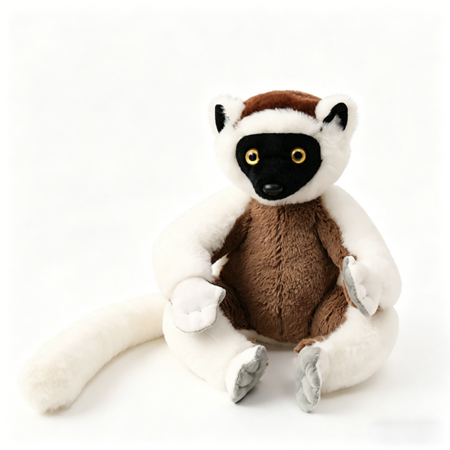 Mono de Peluche de Terciopelo Realista 9.8'' Lémur de Simulación Juguete de Peluche Muñeco Regalo de Cumpleaños