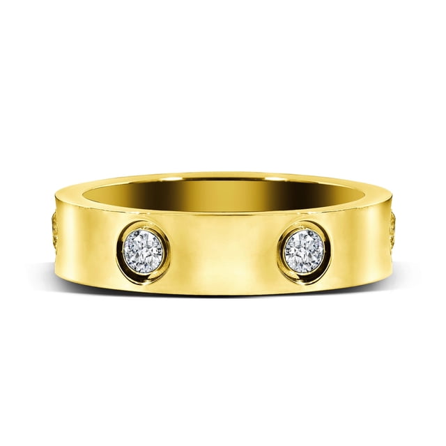 JeenMata Alianza de Boda Clásica Anillo de Bodas de Amor: Regalo de Aniversario y Significativo para Mujeres en Baño de Oro Amarillo