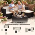 thumbnail image 3 of 5 Piece Modular Patio Furniture Set, L-Shape Wicker Outdoor Sectional with 3 Chairs, Ottoman & Glass Table, Cream White PE Rattan Sofa Set for Garden, Backyard and Patio, 3 of 7