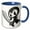Blue/White, variant on 3drose, Cartoon Skull Ninja Monster with Sword, 11oz Two-tone Black Mug