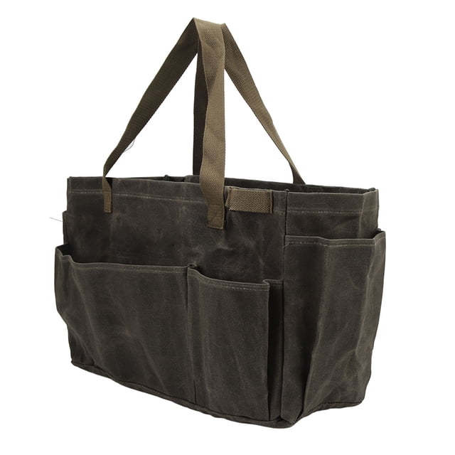 Pans Storage Bag, Exquisite Craftsmanship Multi Pockets Design Comfortable Grip Garden Tool Bag Canvas for Camping OD Green