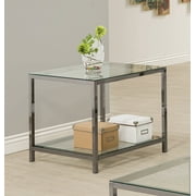 Ontario End Table with Glass Shelf Black Nickel