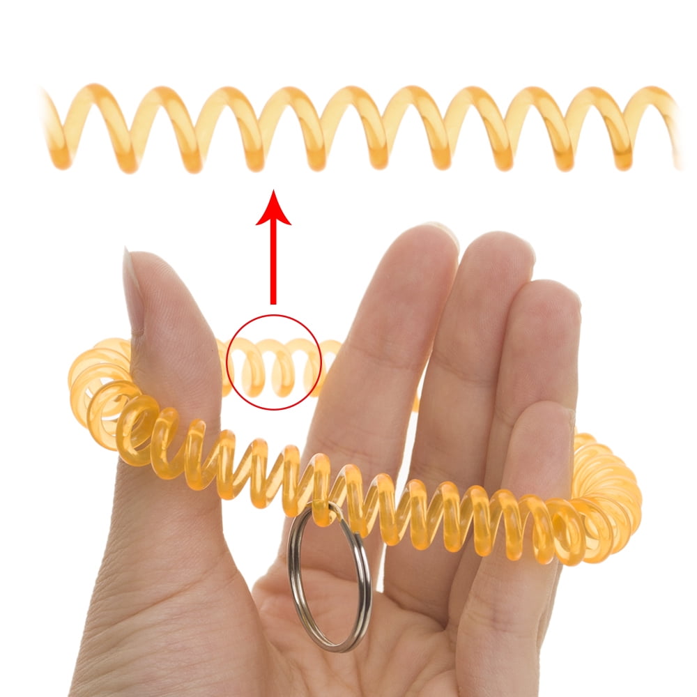 Aspire 50 Pcs Stretchable Plastic Bracelet Wrist Coils, Spiral Wrist Band Key Ring Key Holder (Black)