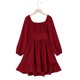 thumbnail image 5 of Vestido Largo de Manga Larga de Color Sólido de Moda Y Cómodo para las Niñas con Falda Plisada de Cinturón para Diario, Viajes, Vacaciones, Fiestas de Cumpleaños, 5 of 9